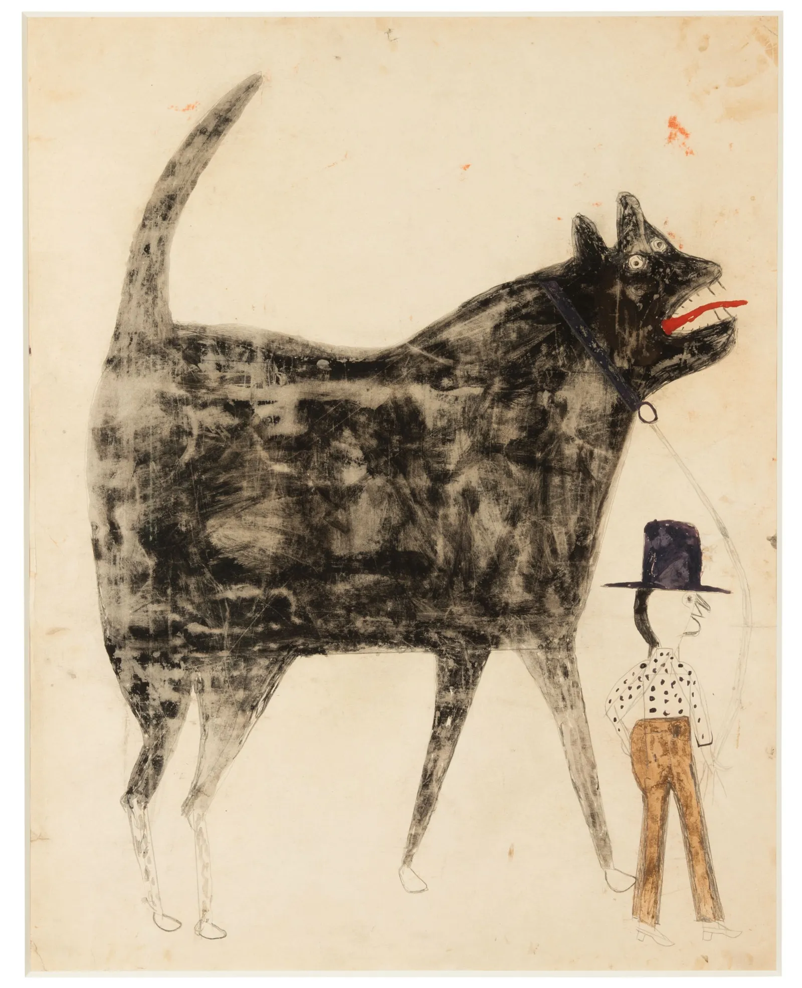 William "Bill" Traylor, Man and Large Dog (Verso: Man and Woman),” circa 1939–42. © Estate of William "Bill" Traylor.